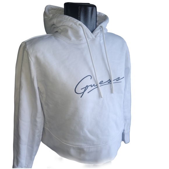 Guess Active White Cropped Pullover Hoodie S - Picture 4 of 8